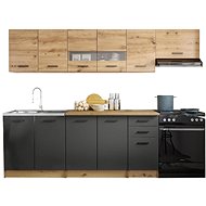 Nejlevnější nábytek Gavin, 260 cm, dekor dub artisan, tmavě šedá - Kitchen Unit