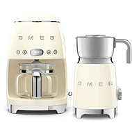 SMEG 50's Retro Style 1,4l 10 cup creamy + SMEG 50's Retro Style 0,6l creamy milk whisk - Set