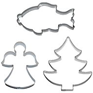 SMALL CHRISTMAS Set A 3 pcs 011 60-83 mm h. 2 cm, tinned - Cookie Cutter