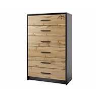 Cheapest furniture Nejby Gianni drawer chest of drawers, black/oak wotan - Chest of Drawers