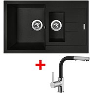 Sinks Amanda 780.1 Metalblack + Enigma S GR - Kitchen Sink and Tap Set