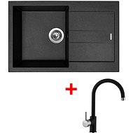 Sinks Amanda 780 Granblack + Vitalia GR - Kitchen Sink and Tap Set