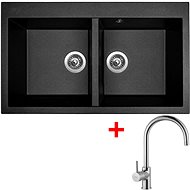Sinks Amanda 860 Duo Metalblack + Vitalia - Kitchen Sink and Tap Set
