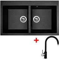 Sinks Amanda 860 Duo Metalblack + Vitalia GR - Kitchen Sink and Tap Set