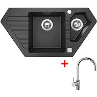 Sinks Bravo 850.1 Granblack + Vitalia - Kitchen Sink and Tap Set