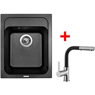 Sinks Classic 400 Metalblack + Enigma S GR - Kitchen Sink and Tap Set