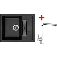 Sinks Crystal 615 Granblack + Elka - Kitchen Sink and Tap Set