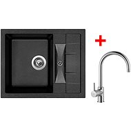 Sinks Crystal 615 Granblack + Vitalia - Kitchen Sink and Tap Set