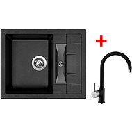Sinks Crystal 615 Granblack + Vitalia GR - Kitchen Sink and Tap Set
