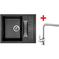Sinks Crystal 615 Metalblack + Elka - Kitchen Sink and Tap Set