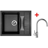 Sinks Crystal 615 Metalblack + Vitalia - Kitchen Sink and Tap Set