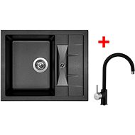 Sinks Crystal 615 Metalblack + Vitalia GR - Kitchen Sink and Tap Set