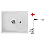 Sinks Crystal 615 Milk + Elka - Kitchen Sink and Tap Set