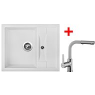 Sinks Crystal 615 Milk + Enigma S GR - Kitchen Sink and Tap Set