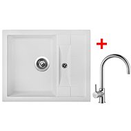 Sinks Crystal 615 Milk + Vitalia - Kitchen Sink and Tap Set
