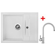 Sinks Crystal 615 Milk + Vitalia GR - Kitchen Sink and Tap Set