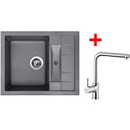 Sinks Crystal 615 Titanium + Elka - Kitchen Sink and Tap Set