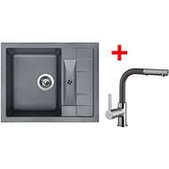 Sinks Crystal 615 Titanium + Enigma S GR - Kitchen Sink and Tap Set