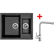 Sinks Crystal 615.1 Metalblack + Elka - Kitchen Sink and Tap Set