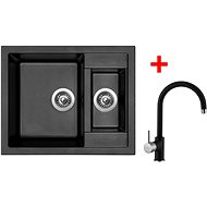 Sinks Crystal 615.1 Metalblack + Vitalia GR - Kitchen Sink and Tap Set