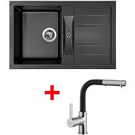 Sinks Crystal 780 Metalblack + Enigma S GR - Kitchen Sink and Tap Set