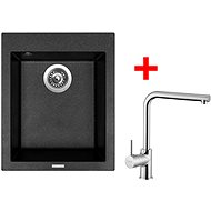 Sinks Cube 410 Granblack + Elka - Kitchen Sink and Tap Set