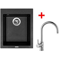 Sinks Cube 410 Granblack + Vitalia - Kitchen Sink and Tap Set