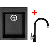 Sinks Cube 410 Granblack + Vitalia GR - Kitchen Sink and Tap Set