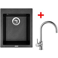 Sinks Cube 410 Metalblack + Vitalia - Kitchen Sink and Tap Set