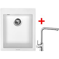 Sinks Cube 410 Milk + Elka - Kitchen Sink and Tap Set