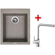 Sinks Cube 410 Truffle + Elka - Kitchen Sink and Tap Set