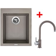 Sinks Cube 410 Truffle + Vitalia GR - Kitchen Sink and Tap Set
