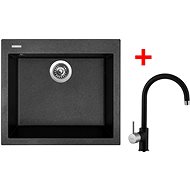Sinks Cube 560 Granblack + Vitalia GR - Kitchen Sink and Tap Set