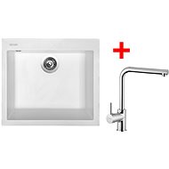Sinks Cube 560 Milk + Elka - Kitchen Sink and Tap Set