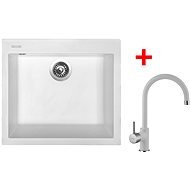 Sinks Cube 560 Milk + Vitalia GR - Kitchen Sink and Tap Set
