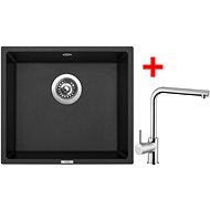 Sinks Frame 457 Granblack + Elka - Kitchen Sink and Tap Set