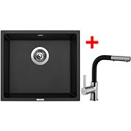 Sinks Frame 457 Granblack + Enigma S GR - Kitchen Sink and Tap Set