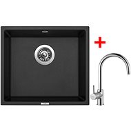 Sinks Frame 457 Granblack + Vitalia - Kitchen Sink and Tap Set