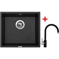 Sinks Frame 457 Granblack + Vitalia GR - Kitchen Sink and Tap Set