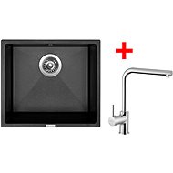 Sinks Frame 457 Metalblack + Elka - Kitchen Sink and Tap Set