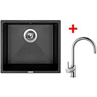 Sinks Frame 457 Metalblack + Vitalia - Kitchen Sink and Tap Set