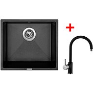 Sinks Frame 457 Metalblack + Vitalia GR - Kitchen Sink and Tap Set