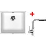 Sinks Frame 457 Milk + Enigma S GR - Kitchen Sink and Tap Set