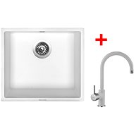 Sinks Frame 457 Milk + Vitalia GR - Kitchen Sink and Tap Set