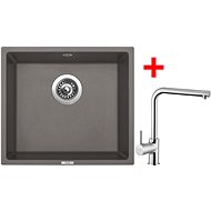 Sinks Frame 457 Truffle + Elka - Kitchen Sink and Tap Set