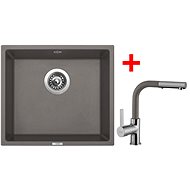 Sinks Frame 457 Truffle + Enigma S GR - Kitchen Sink and Tap Set