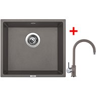 Sinks Frame 457 Truffle + Vitalia GR - Kitchen Sink and Tap Set