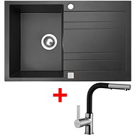 Sinks Grande 800 Granblack + Enigma S GR - Kitchen Sink and Tap Set