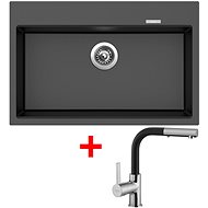 Sinks Maximo 780 Metalblack + Enigma S GR - Kitchen Sink and Tap Set