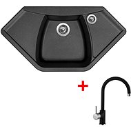 Sinks Naiky 980 Metalblack + Vitalia GR - Kitchen Sink and Tap Set